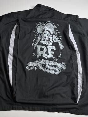 Rat Fink Shirt Mens 2XL Black Big Daddy Roth RF Bowling Button Up Hot Rod Garage